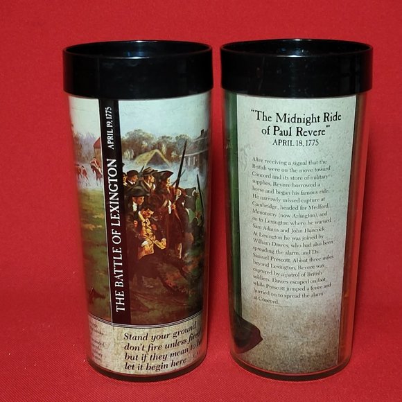 Thermo Serv Cups Historical Revolutionary Wars USA Insulated Tumblers Set of 2 - Picture 1 of 11